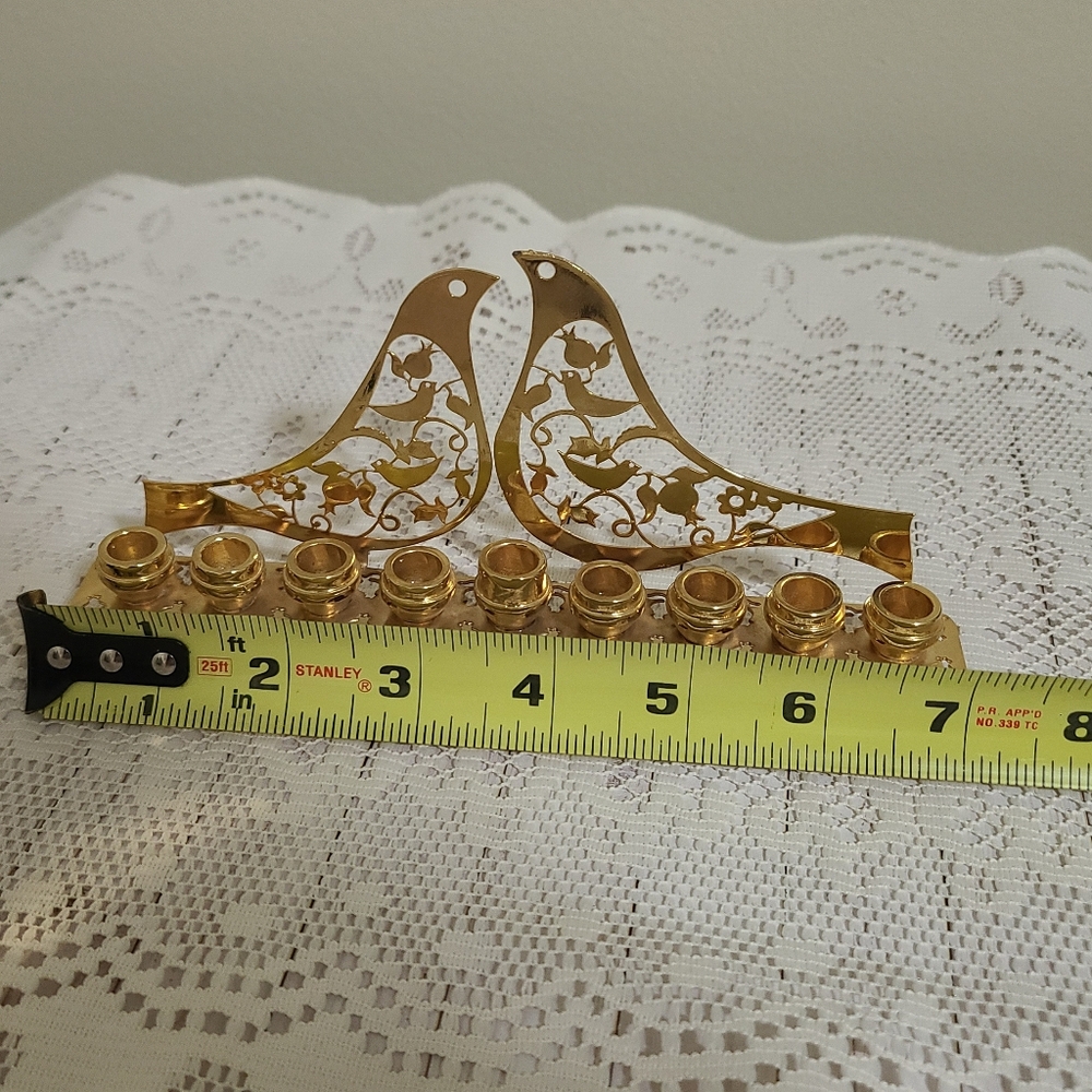 🕎 DOVE BRASS HANUKKAH MENORAH ~ POMEGRANATE DESIGN - Picture 10 of 12